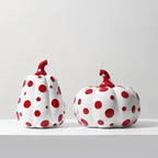 Polka Dot Resin Pumpkin Decor | Glossy Fall Ornament Set | Durable Sculpted Finish | PumpkinCharm