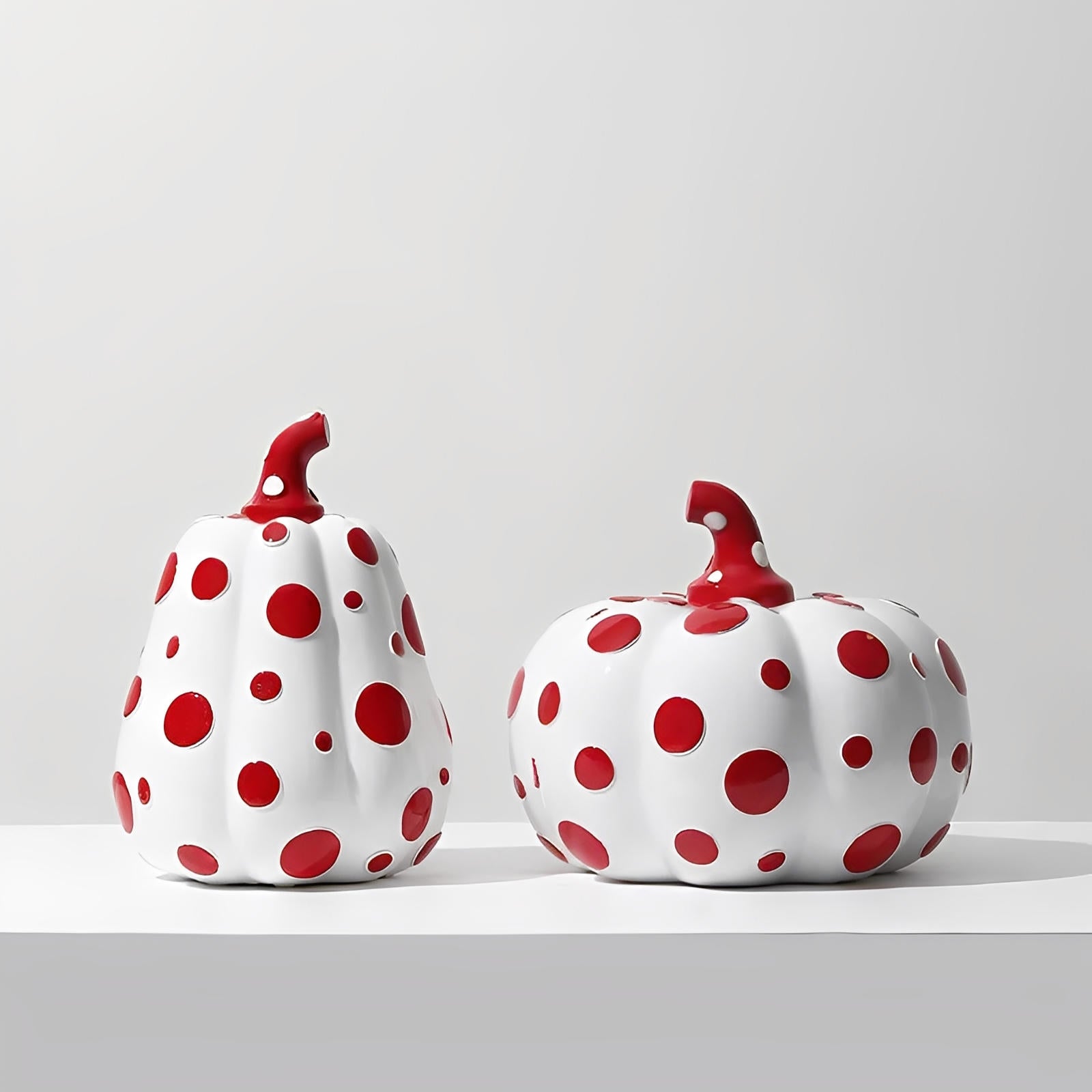 Polka Dot Resin Pumpkin Decor | Glossy Fall Ornament Set | Durable Sculpted Finish | PumpkinCharm