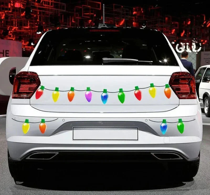 Christmas Car Magnet Decorations | Reflective Holiday Light Bulb Set | Weatherproof & Reusable