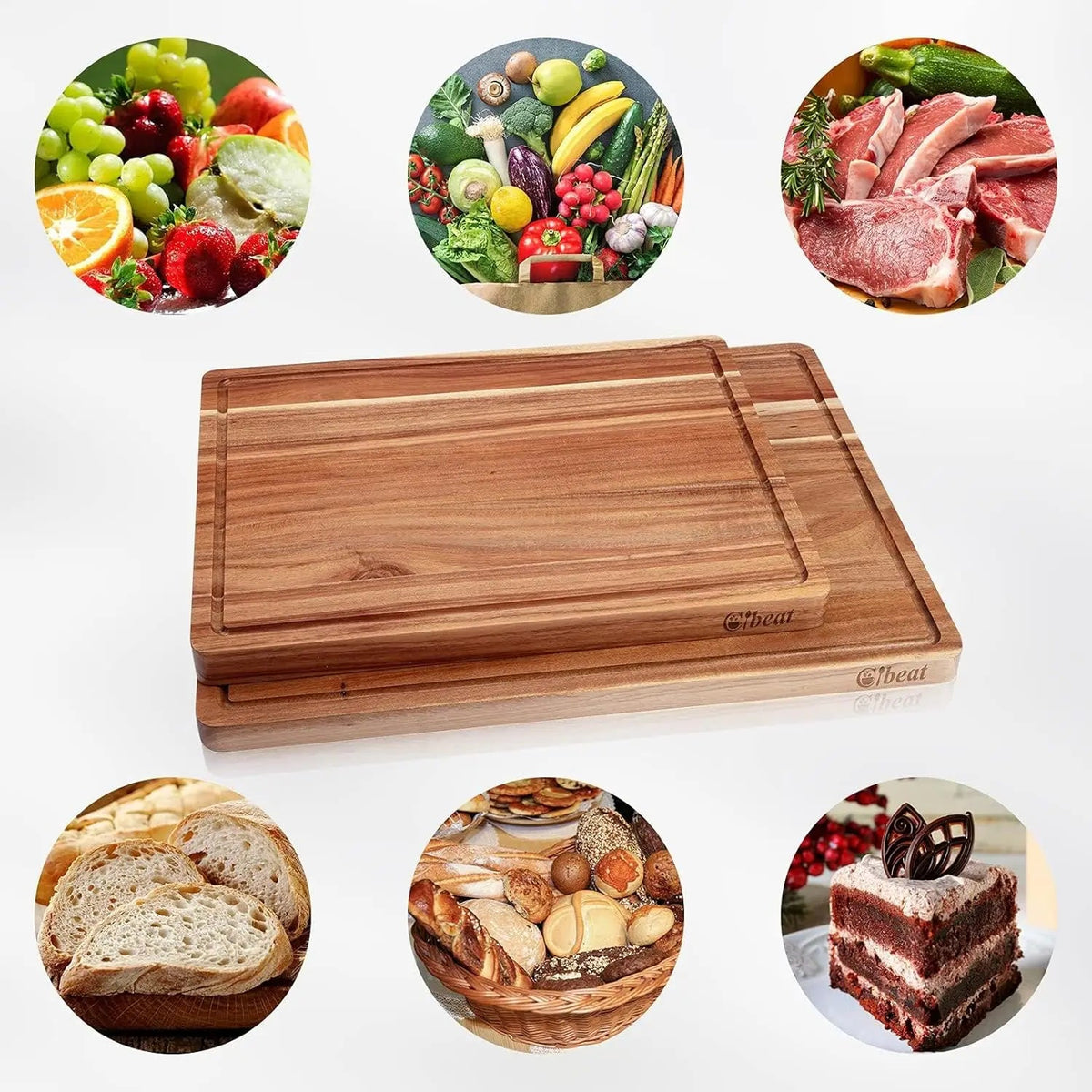 Acacia Wooden Cutting Board Thick Chopping Board With Side Handle