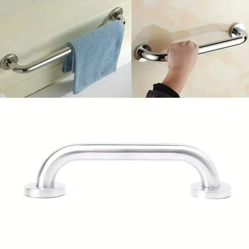 Stainless Steel 20cm Bathroom Shower Grip Bar & Towel Holder