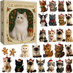 CatChristmas Advent Calendar – 24 Festive Acrylic Cat Figurines for Christmas Fun