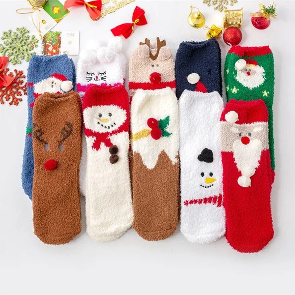 MerryFeet Cozy Christmas Socks | Plush Coral Fleece | Warm Winter Gift Box