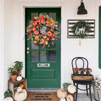 Autumn Door Wreath | Rustic Peony & Pumpkin Design | Handcrafted Fall Decoration