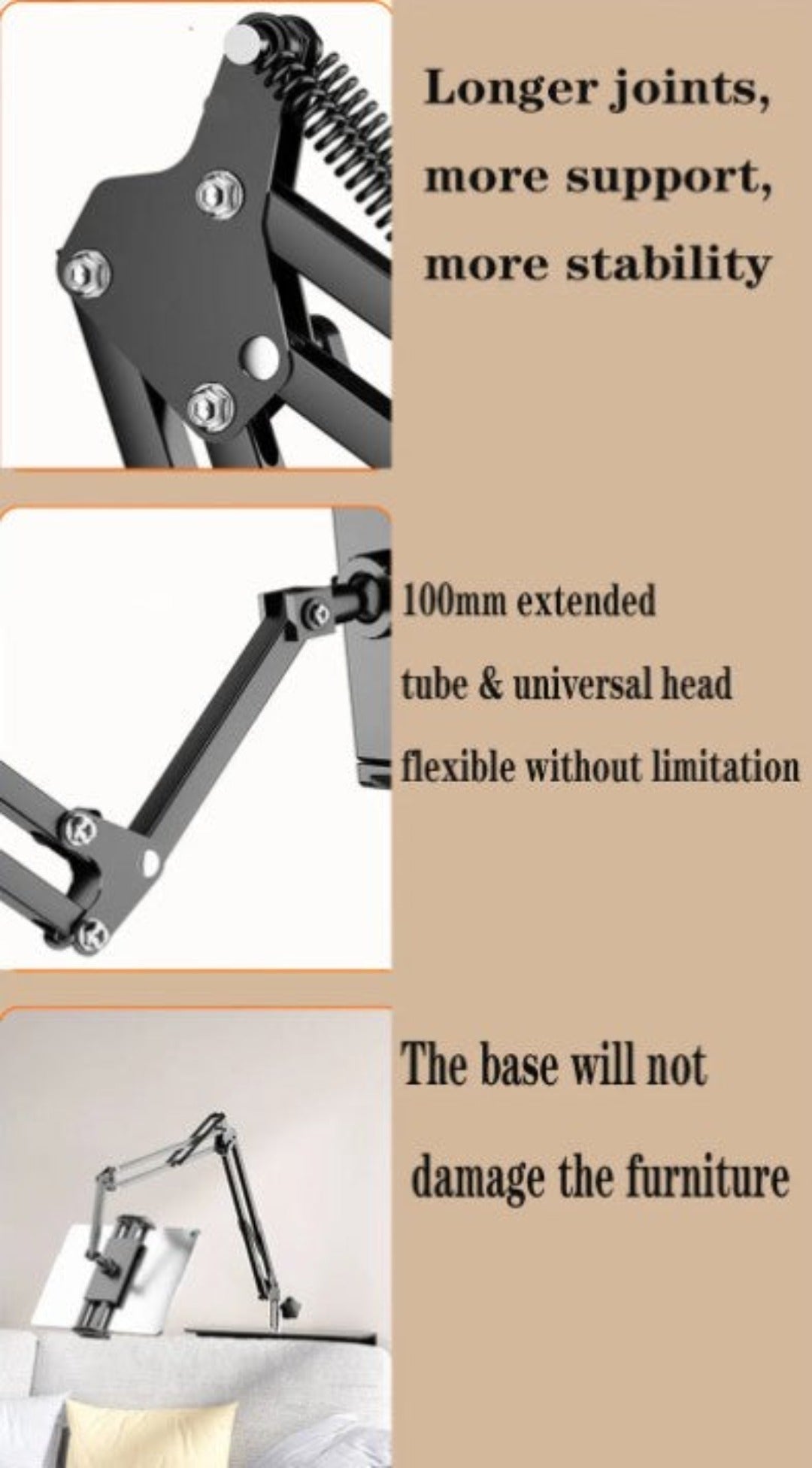 Royaleva BedMate 360° Rotating Device Holder - Hands-Free Mobile & Tablet Stand