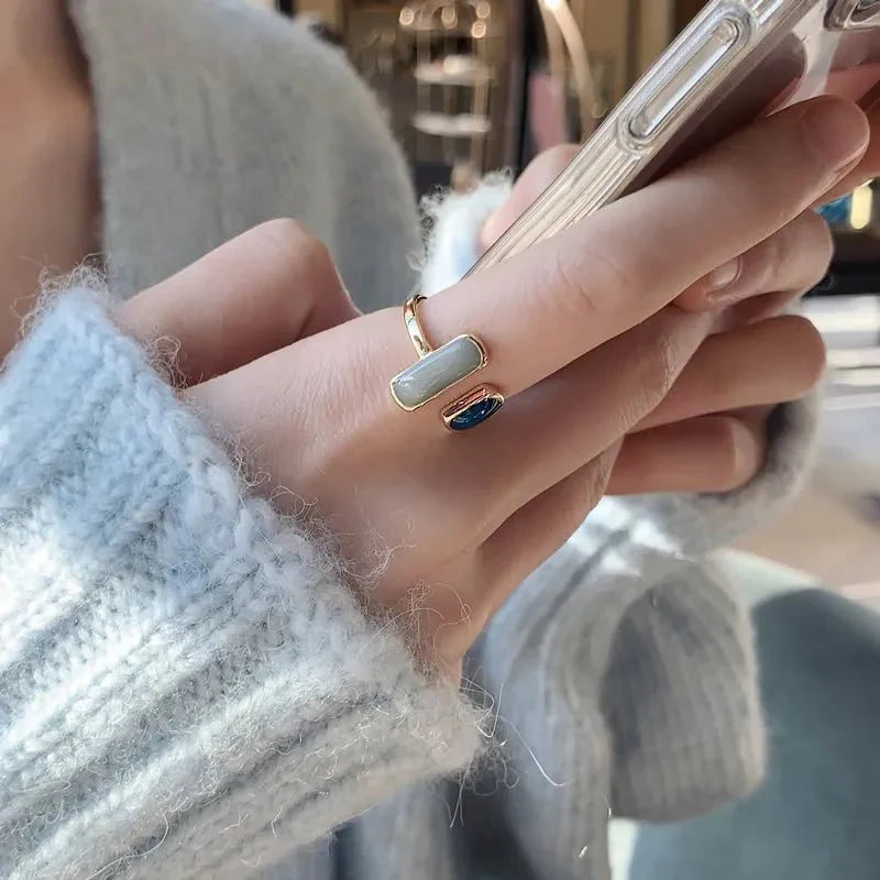 Adjustable Asymmetric Blue Square Rings