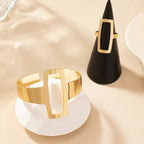 Adjustable Geometric Rectangle Bracelet and Ring Set