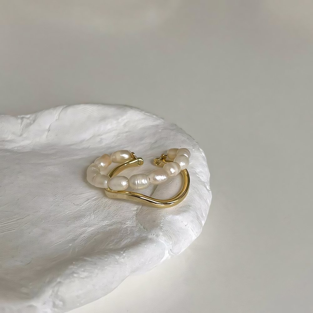 Adjustable Layered Pearl Accented Ring