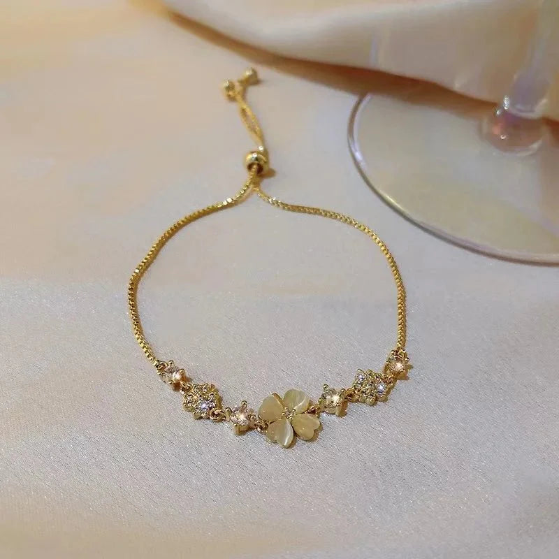Adjustable Lucky Four Leaf Clover Bracelet
