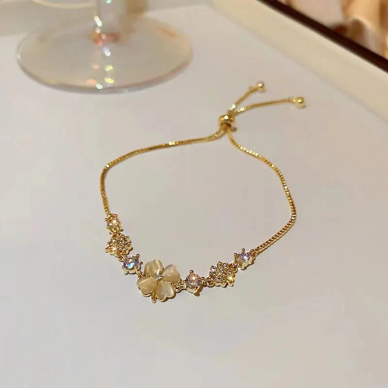 Adjustable Lucky Four Leaf Clover Bracelet