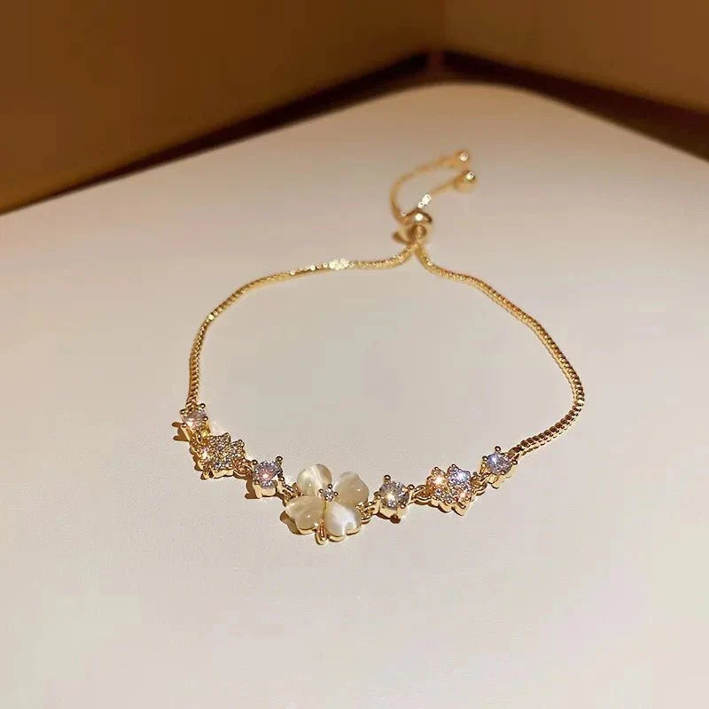 Adjustable Lucky Four Leaf Clover Bracelet