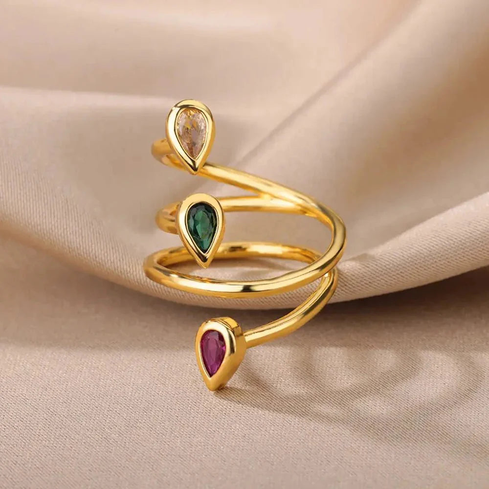 Adjustable Multi-Color Water Drop Rings