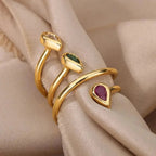 Adjustable Multi-Color Water Drop Rings