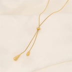 Adjustable Pull Droplet Lariat Necklace and Earrings