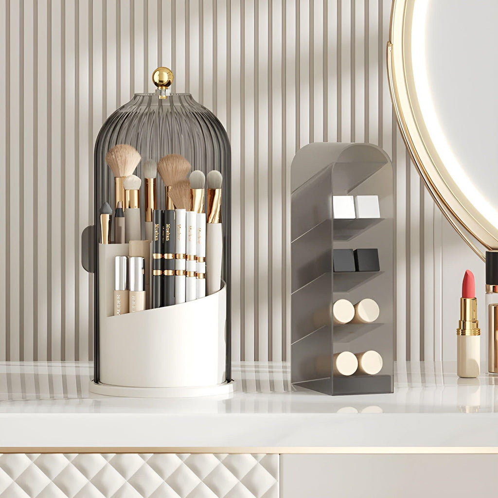 Beauty SpinMate – 360° Rotating Makeup Brush Holder & Cosmetic Organiser with Dustproof Lid