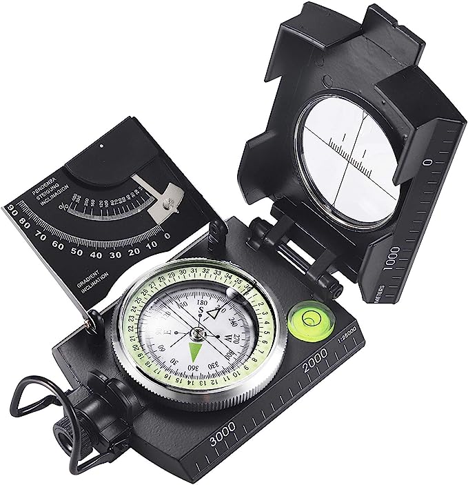 Military Compass | Waterproof Aluminum Alloy | Clinometer & Sighting Lens | Survival, Camping & Hiking