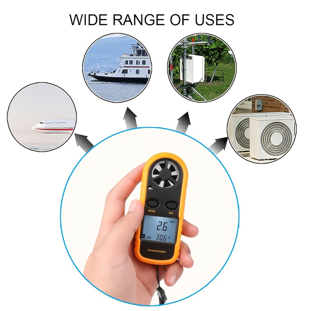 Digital Anemometer with Clear LCD Display – Portable Anemometer for Outdoor Sports