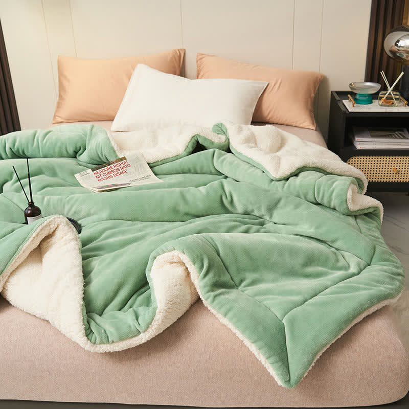 Solid thick double-sided velvet cube blanket