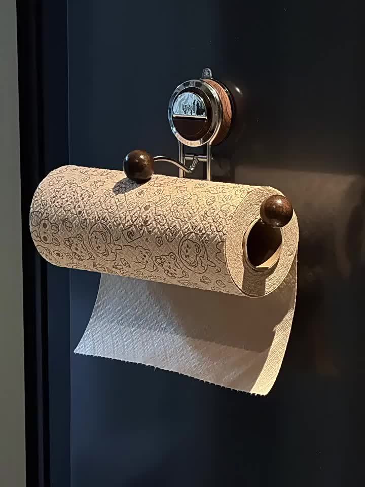 KitchenGrip Roll Holder Stainless Steel Paper Towel Holder with Suction Cup