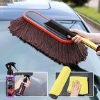 Lacquer-friendly car dust sweeper with telescopic handle