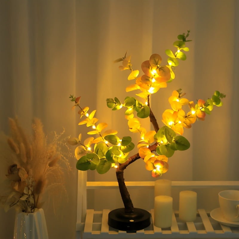 EucalyptusGlow Tree - LED Bonsai Lamp with Rechargeable Drive
