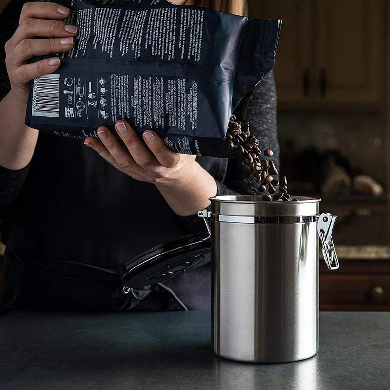 Airtight Coffee Container CO2 Valve Storage Canister with Scoop