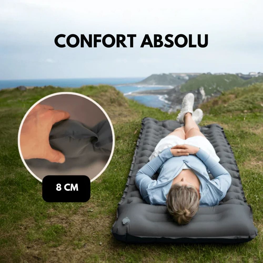 AirTrek Mat – Inflatable Camping Mattress with Foot Pump & Built-In Pillow