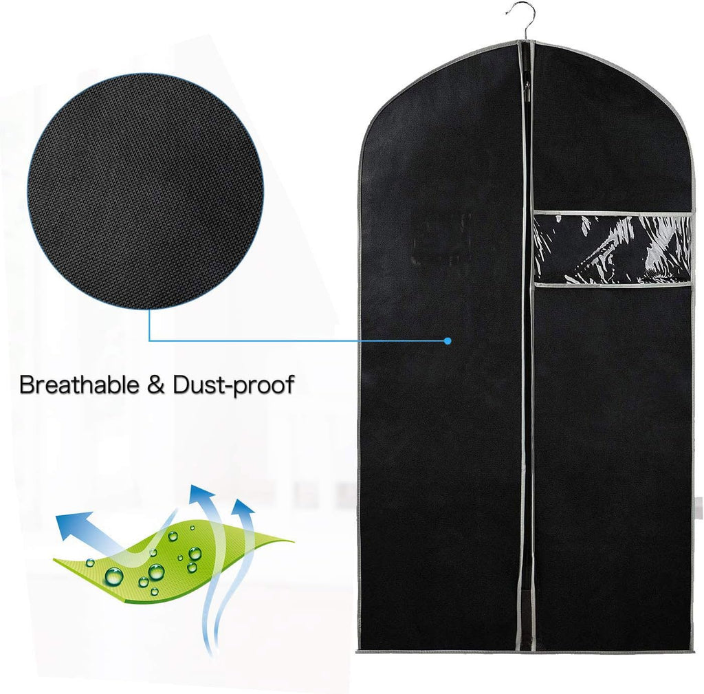 Breathable garment cover set – 5-pack garment storage covers with window (1+1 FREE)