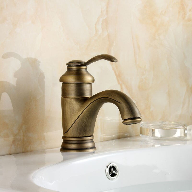 Antique Brass Tap Bathroom Fixtures Faucet Sink Mixer Tap