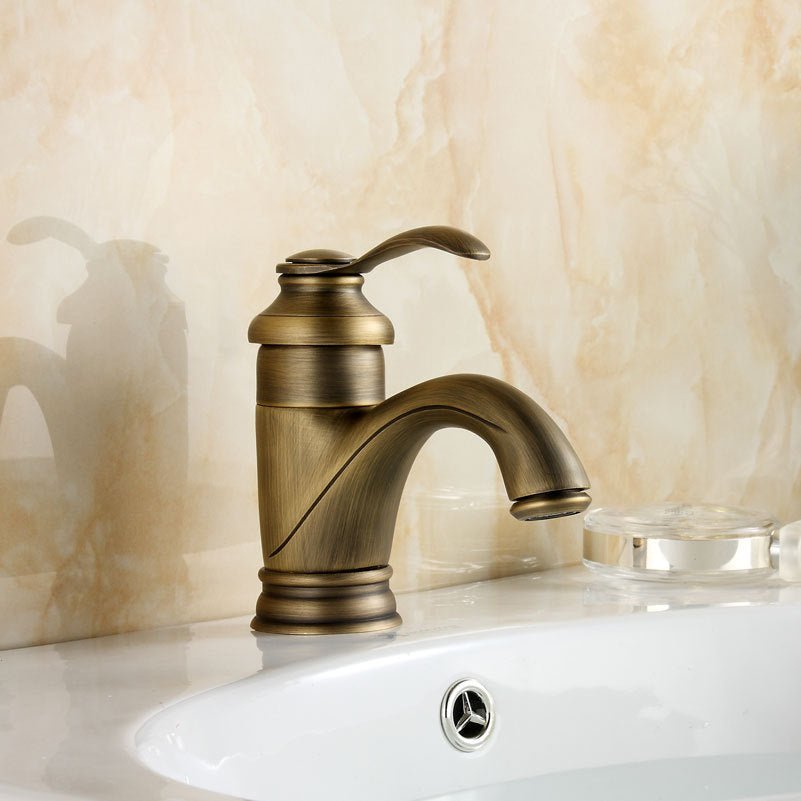 Antique Brass Tap Bathroom Fixtures Faucet Sink Mixer Tap