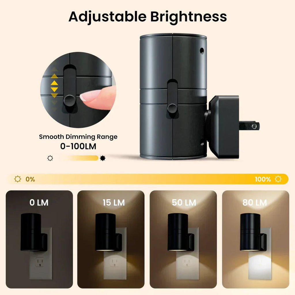 Dimmable Plug-In Night Light with Motion Sensor - LED Light for Bedrooms, Hallways, and Stairs