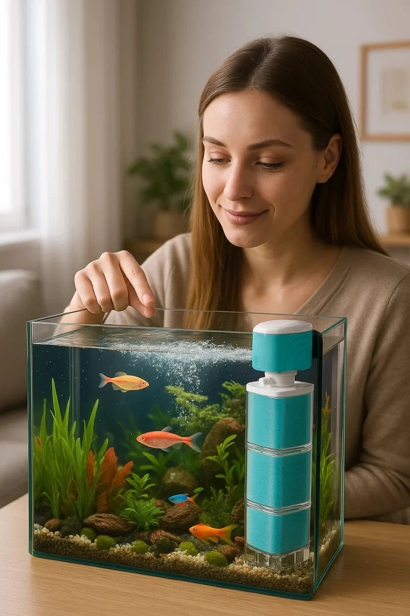 AQUAFLOW 5-IN-1 – Crystal-Clear Water & Automatic Cleaning for Aquariums