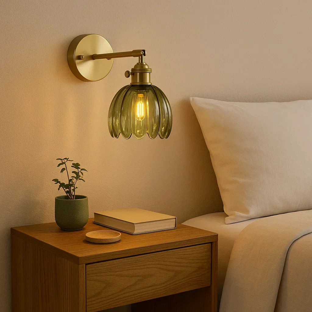 Retro Wall Lamp | Glass Tulip Shade Vintage Wall Light