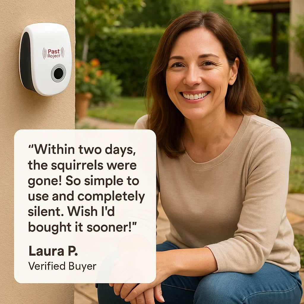 Ultrasonic Squirrel Repeller Device - Effective Pest Control to Deter Squirrels in 48 Hours for Gardens & Yards