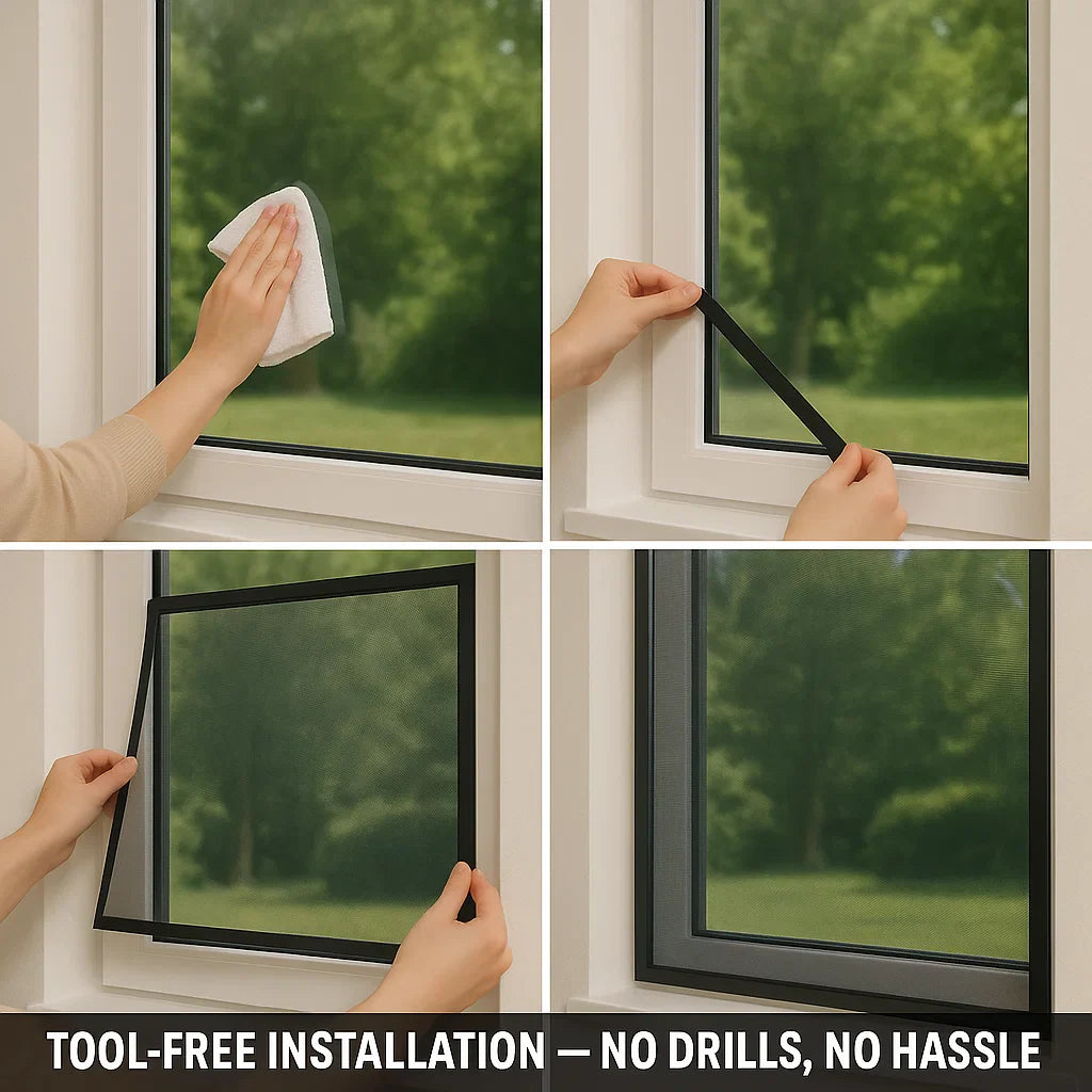 Self-adhesive Mosquito Net for Windows - No-See-Um Mesh Insect Screen for Home Protection & Bug Prevention