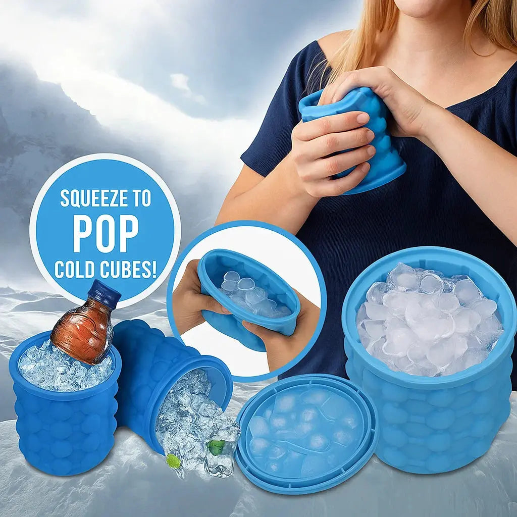 Space-saving ice cube container with lid
