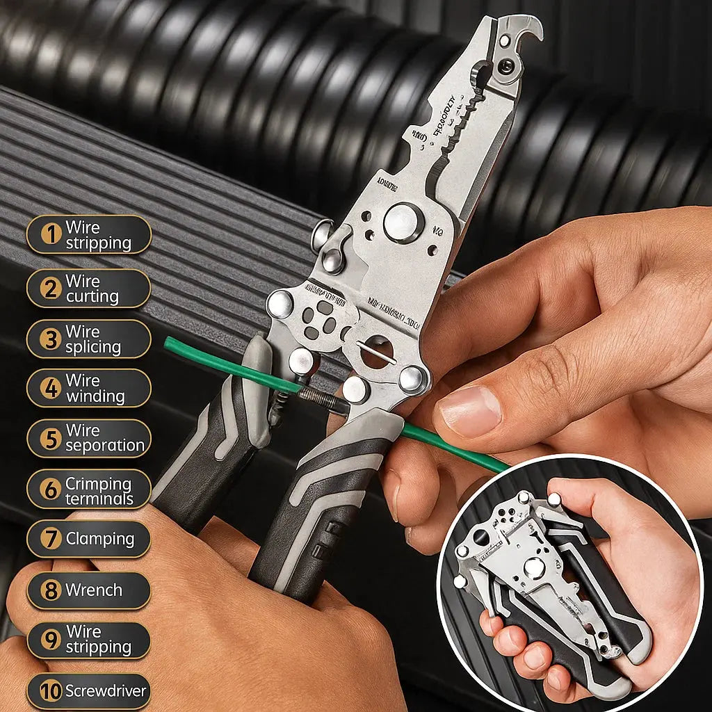 Foldable 8-in-1 Wire Stripper for Electrical Work