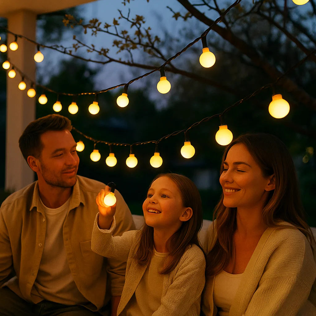 Solar LED String Lights with Automatic On/Off and Weather-Resistant Outdoor Design