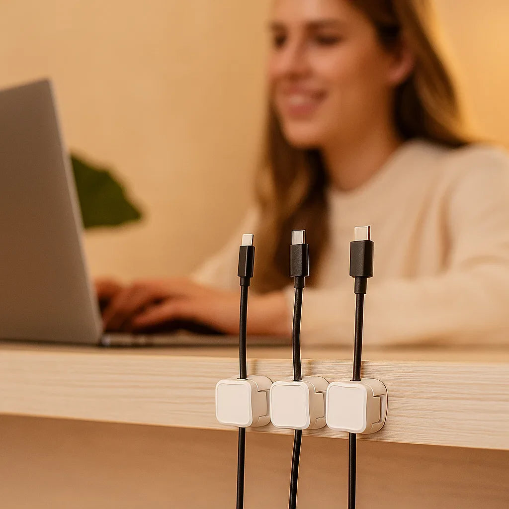 Magnetic Cable Organizer - Self-Adhesive Cable Management 6-Piece Set