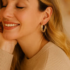 Elegant Gold Colored Twisted Hoop Earrings with Mesh Pattern