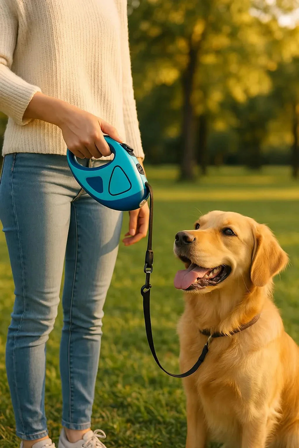 BRIGHTLEASH – LED dog leash with reflectors & retraction mechanism for safe walks