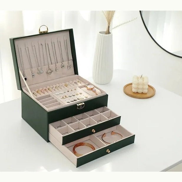 AURELIA BOX – Multi-Layer Leather Jewelry Organizer for Stylish Storage