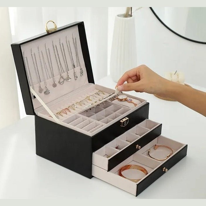 AURELIA BOX – Multi-Layer Leather Jewelry Organizer for Stylish Storage