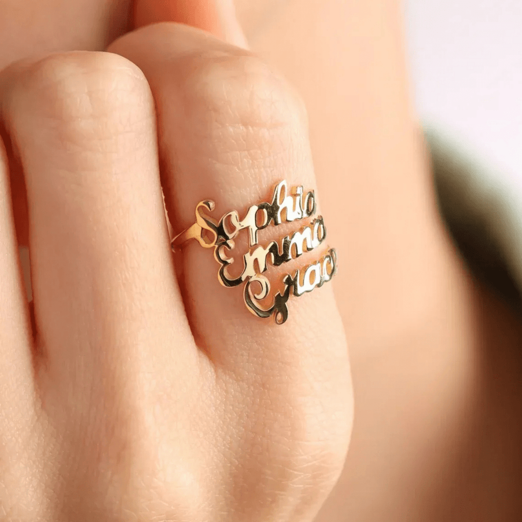 AURELION – Custom Adjustable Gold Stainless Steel Name Ring