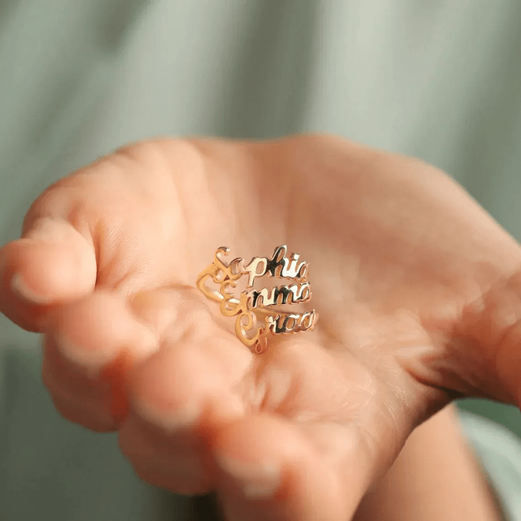 AURELION – Custom Adjustable Gold Stainless Steel Name Ring