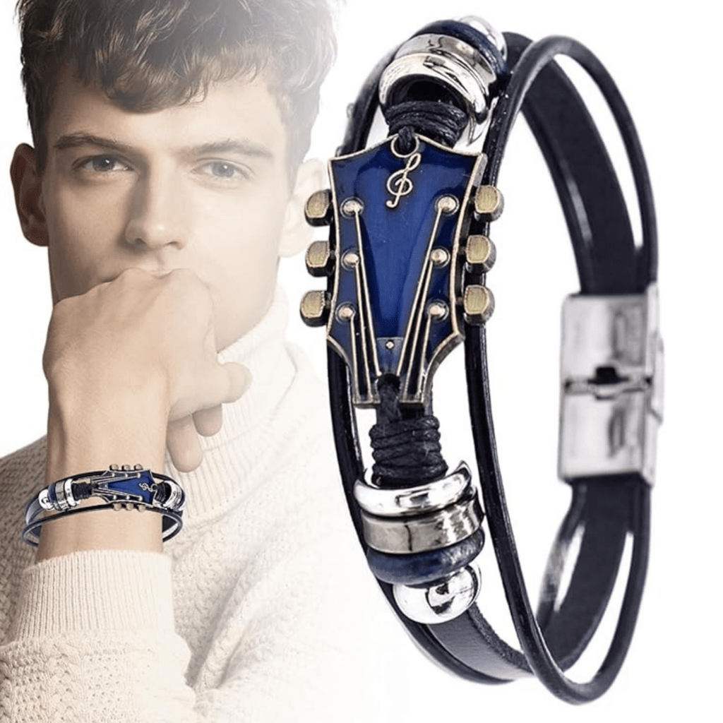 AXECHORD – Guitar Leather Bracelet with Vintage-Inspired Design