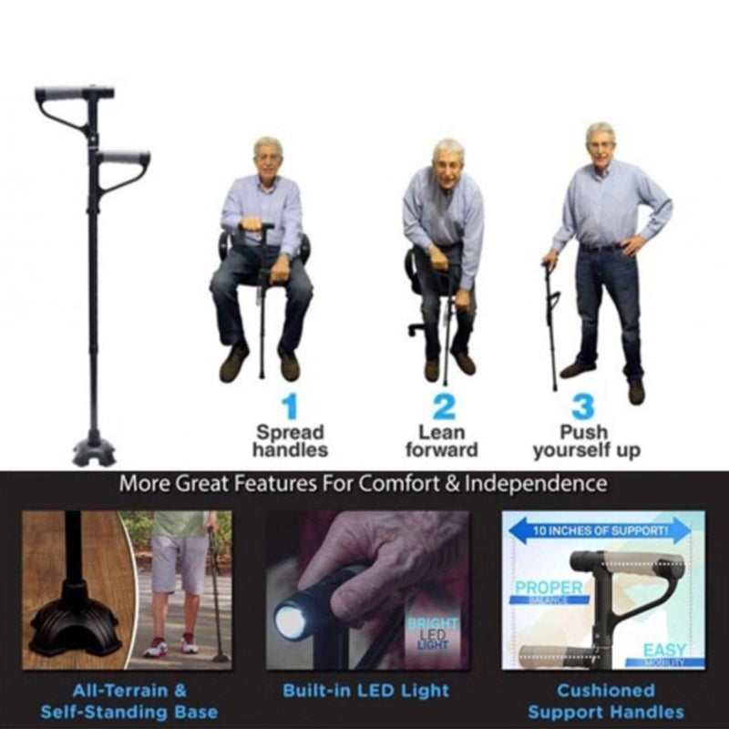 Non-slip Folding Walking Stick With LED Light