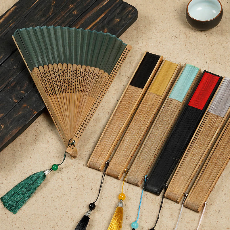 Hand fan made of bamboo silk