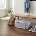 Foldable Stackable Shoe Storage Organizer, Clear Design