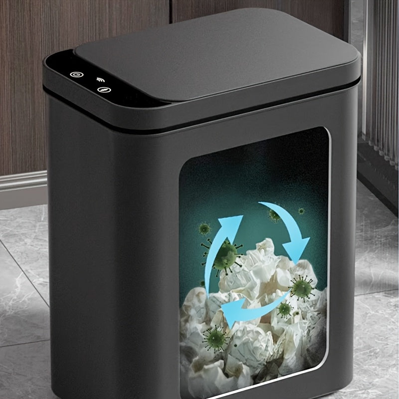 Set of 2 Smart Sensor Trash Cans – Touchless and Compact (Black)